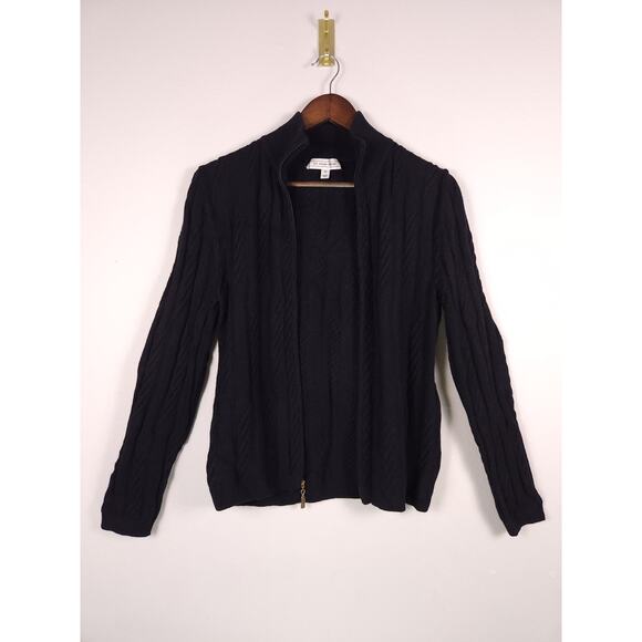St. John Sport 100% Cashmere Front Gold Zip Sweater Black Size M Great Condition - Picture 6 of 16